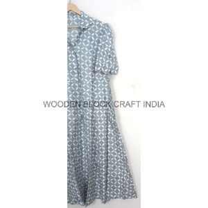 Robe midi Kyra bohème imprimée numériquement pour femme, col en V, coupe trapèze, imprimé floral, en coton doux, taille naturelle, pour l'été et la maison - Product Image 5