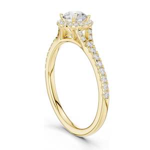 Bague de fiançailles halo avec diamant de laboratoire rond brillant de 1,124 carats, clarté VVS-VS EF, or 18 carats, 14 carats, 10 carats et argent 925, moissanite - Product Image 5