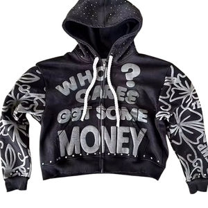 Sudadera con Capucha Personalizada de Invierno para Hombre, Lavada a la Piedra, con Estampado Puff, Lavado Ácido, Diseño Sólido, Manga Larga y Cierre de Cremallera - Product Image 2