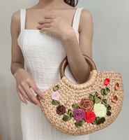 Sac à main en paille de jacinthe d'eau 100% naturel fait à la main en usine au Vietnam, sac à main féminin en herbe de mer avec un joli nœud