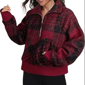 Sudaderas Extra Grandes con Media Cremallera para Mujer, Sudaderas Casuales de Alta Calidad con Media Cremallera, Venta al por Mayor, Servicio OEM Personalizado - Product Image 1