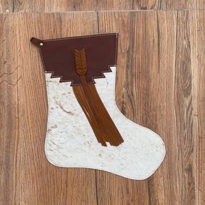 Bas de Noël en cuir véritable et cuir de vachette de cow-boy de qualité supérieure fabriqués à la main avec frange lisse 13 "petits bas de vacances de Noël - Product Image 6