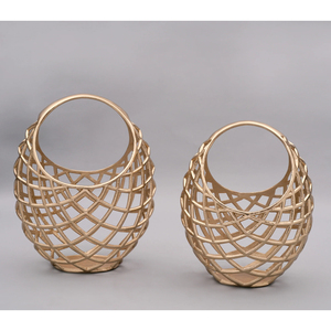 Moderno Cesto de Flores de Aluminio Calado, Florero Decorativo para Mesa, Centro de Mesa, Nuevo Diseño, Florero y Cesto de Flores Dorados Hechos a Mano - Product Image 3