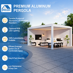 Pérgola Motorizada de Aluminio para Exteriores con Puerta Corredera de Vidrio, Pabellón de Jardín Impermeable, Gazebo Elegante para Entretenimiento al Aire Libre - Product Image 4