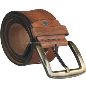 Cinturón informal de cuero de moda para hombre con diseño clásico vintage con hebilla de latón con acabado de latón de alta calidad en todos los tamaños personalizados - Product Image 3