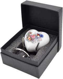 Urne commémorative à motif floral pour oiseaux (mini urne en forme de cœur) Petite urne commémorative pour cendres de cardinaux - Product Image 2