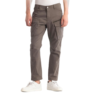 Personalizado mezcla de algodón cremallera regular hombres frente plano relajado gris Cargo Jeans pantalones Demin Twill Chino chándales pantalones proveedor - Product Image 1