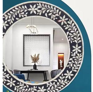 Lujo hecho a mano estilo moderno espejo de pared de alta calidad madre perla incrustaciones marco decorativo incrustaciones de hueso decoración del hogar - Product Image 2