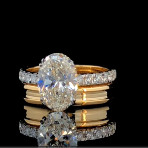 Anillo de compromiso con diamante cultivado en laboratorio de 3.20 ct, corte ovalado, oro sólido de 14k, certificado por IGI. - Product Image 1