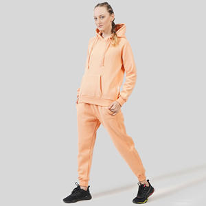 2025 nouveauté automne hiver Logo personnalisé dames tenues femmes couleur unie sweats à capuche veste et pantalon deux pièces ensemble - Product Image 2