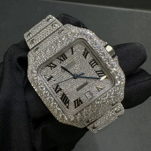 Reloj de Moissanita de Lujo de Alta Calidad, Reloj Personalizado con Incrustaciones de Diamantes para Regalo, Venta al por Mayor de Fábrica, Relojes Mecánicos con Incrustaciones de Diamantes Estilo Hip Hop - Product Image 1