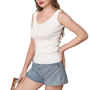 Camiseta sin mangas de verano negra para mujer con Top de encaje rojo, camisolas sueltas, chaleco de talla grande, ropa interior para mujer - Product Image 4