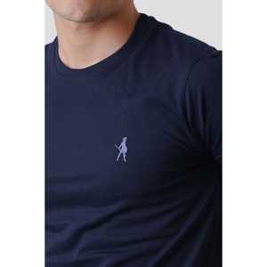 Camiseta de manga corta con estampado de plastisol 100% algodón ajustada con logotipo personalizado OEM azul marino para hombres y mujeres niños-Proveedor indio - Product Image 5