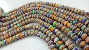 Fordite หินโมราหลากสีร้อยลูกปัดเรียบขนาด8มม. ต่อเส้นยาว8นิ้ว - Product Image 3