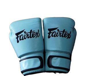 Gants de boxe professionnels en cuir véritable bleu ciel Fair Tex, personnalisés pour l'entraînement et le sparring, gants de kickboxing CP-BG-78 - Product Image 1