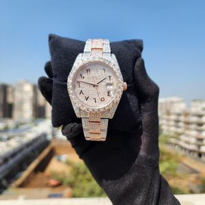 Reloj de Acero Inoxidable con Incrustaciones de Diamantes Moissanite VVS1, Esfera Árabe, Reloj de Lujo para Hombre de Negocios - Product Image 5