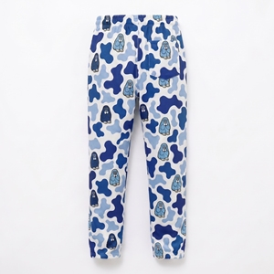 Blue Camo Printed Sweatpants With GBM Letter Logo Elastic Waist Men's Casual Joggers Autumn Wear - Product Image 2