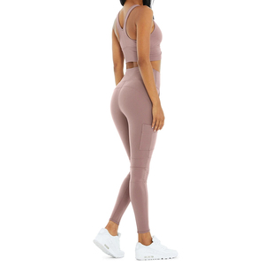 Conjunto de yoga ecológico para mujer, mallas y sujetador sin costuras de 2 piezas, estilos de moda, patrón sólido de talla grande para adultos - Product Image 6