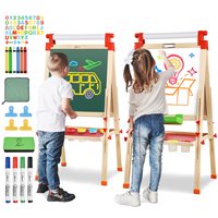 Chevalet chevalets pour enfants pour tout-petits avec rouleau de papier-réglable magnétique double face, chevalet d'art pour tout-petits de 2 à 8 ans