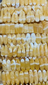 ลูกปัดแคลไซต์สีเหลืองธรรมชาติประดับอัญมณีหายากคู่กับลูกไม้สีเหลืองขัดเงา - Product Image 2