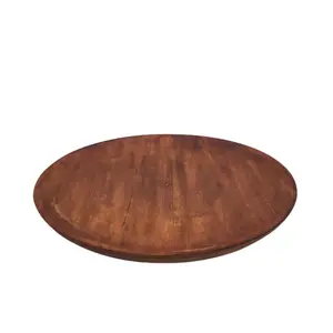Wooden Round Plate Walnut Colour Unique Design Serving Rice Dish For Restaurant & Wedding Supplies Handmade Customized In Bulk