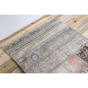 Tapis de couloir turc 2,8x13,8 pieds, tapis vintage, tapis floral marron patchwork - Product Image 5
