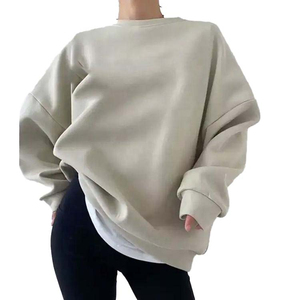 Wholesale Lose Fit Breathable Anti-wrinkle Hoodies for Woman Half Zip 100% Cotton Drop Shoulder Sweatshirts - Product Image 4