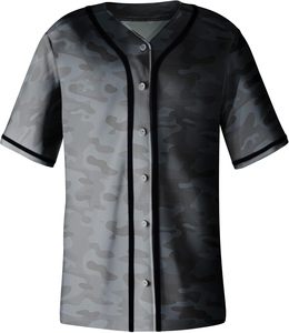 Maillot de softball bouton complet chemise de baseball camouflage personnalisé sublimé uniforme matériel sergé nom numéro équipe séchage rapide maille - Product Image 5