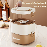 Boîte à lunch en acier inoxydable, récipient alimentaire portable, boîte à bento anti-fuite, boîte de préparation de repas empilable, boîte de rangement alimentaire avec couvercle en PP
