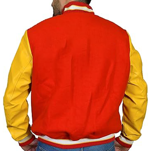OEM Rouge Jaune Varsity Letterman Homme Vestes Corps en laine & Manches en cuir Vestes pour hommes College Bomber Manufacturer Direct Jacket - Product Image 6