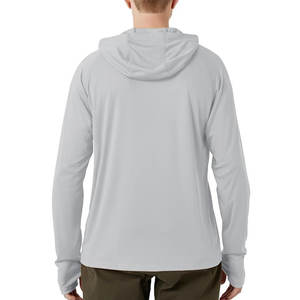 Chemises de pêche à capuche personnalisées grises avec protection UV pour hommes, chemise de sport respirante à séchage rapide, chemise de pêche à capuche grande taille - Product Image 2