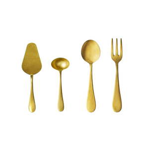 Ensemble de couverts en acier inoxydable réutilisables en métal doré personnalisé 24 pièces avec boîte à usage régulier pour la maison et l'hôtel - Product Image 1