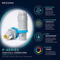 Conector Circular Push-Pull de 9 Pines, Código Amarillo, Contactos Dorados, IP65 Impermeable, OEM BEXKOM