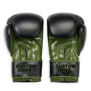 Gants de boxe en cuir noir et vert avec fermeture Velcro, respirants, équipement d'entraînement pour adultes - Product Image 6