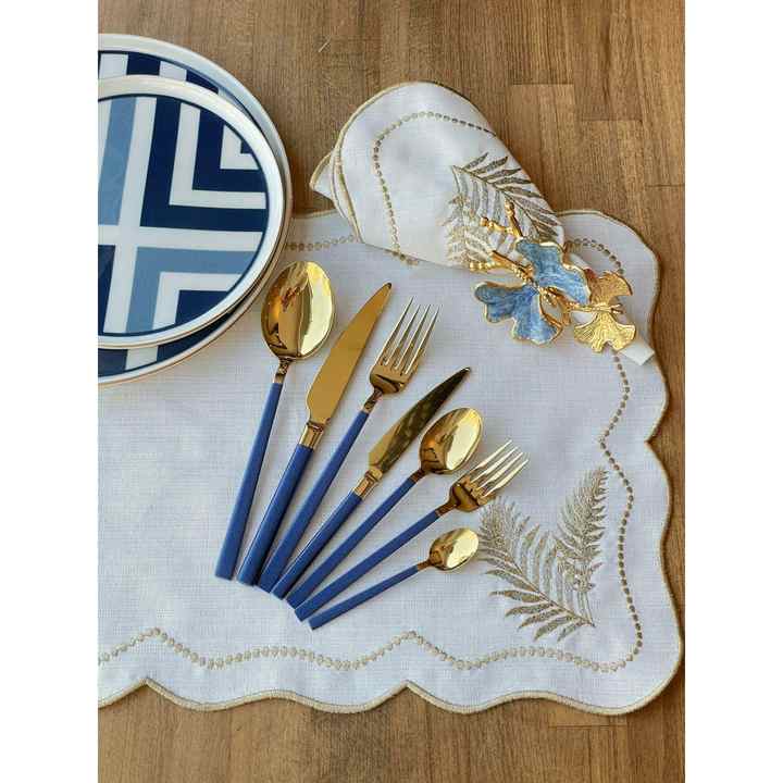 Luxury Blue Gold 42 Piece Cutlery Set for 6 Persons ÇKB