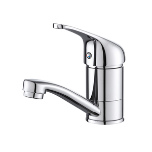 Robinet mitigeur d'évier à <span class=keywords><strong>bec</strong></span> court pivotant à 360 degrés en laiton chromé chromé - Product Image 1