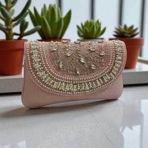 Stylish evening flap <b>bag</b> with delicate beadwork wholesale exporters from India suitable for weddings parties and boutique buyers - Product Image 5