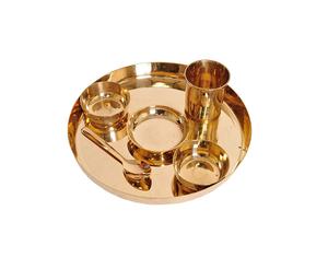 standard copper stainless steel bronze thali <b>set</b> for serving dinnerware hotel classic design at wholesale price exporter from - Product Image 2