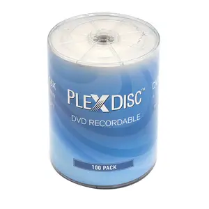 PlexDisc DVD-R 4.7gb 16x白色喷墨集线器可打印可记录媒体光盘-带轮罩的100光盘收缩包装 (无容器)