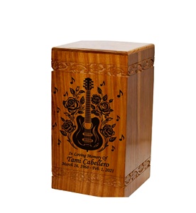 Wooden Cremation <b>Urn</b> <b>Large</b> Size Human Funeral <b>Urn</b> with Personalization (Guitar) - Product Image 4