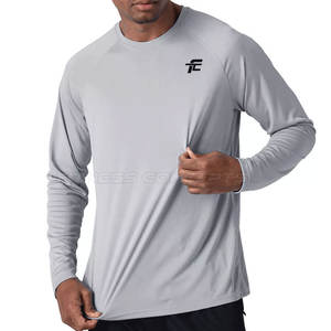 Camiseta de manga larga para hombre de alta calidad y precio al por mayor, camiseta informal de Color sólido con cuello redondo para entrenamiento y gimnasio para hombre - Product Image 1