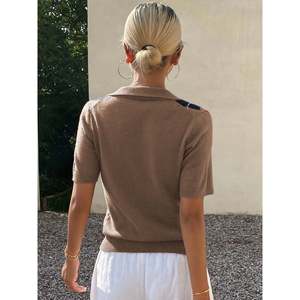 Suéter de Punto con Cuello Redondo y Estampado Argyle para Mujer, Top Transpirable a la Moda - Product Image 4