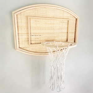 Cerceau de basket-ball durable en rotin pour enfants panneau arrière en osier fait à la main avec filet intérieur pour décoration de chambre d'enfants et cadeau de jouets - Product Image 2