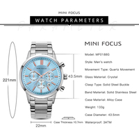 Jam Tangan MINI FOCUS 0188 Stainless Steel untuk Pria, Fashion, Tahan Air, Bercahaya, Multifungsi, Quartz