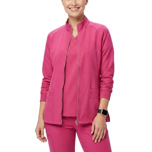 Blouse médicale professionnelle personnalisable, uniforme médical, fermeture éclair intégrale, sans col, manches longues, prix de gros, blouses médicales élégantes - Product Image 1
