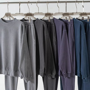 Ensemble de pantalons à capuche en polaire pour hommes, sports décontractés, ensembles en coton pour hommes, broderie personnalisée, logo lavé, col rond. - Product Image 2