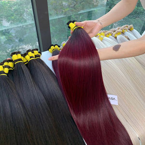 Extensions de cheveux en vrac Produit de vente chaud 2025 Rouge foncé Personnaliser les couleurs Haute qualité Double dessiné - Product Image 1