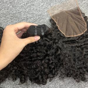 Rizado birmano de alta calidad en extensiones de cabello humano al por mayor de trama 100% cabello crudo un donante - Product Image 2