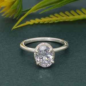 Estilo antiguo 1Ct corte ovalado VVS laboratorio cultivado diamante chapado en oro plata esterlina 925 doble Halo solitario anillo de compromiso para mujer - Product Image 3