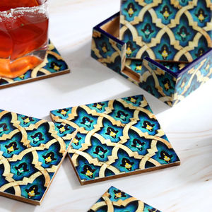 Premium Handmade MDF Wood Coaster Set Rustic Country Design Printed Drink <b>Mats</b> for Home & <b>Bar</b> Use - Product Image 2